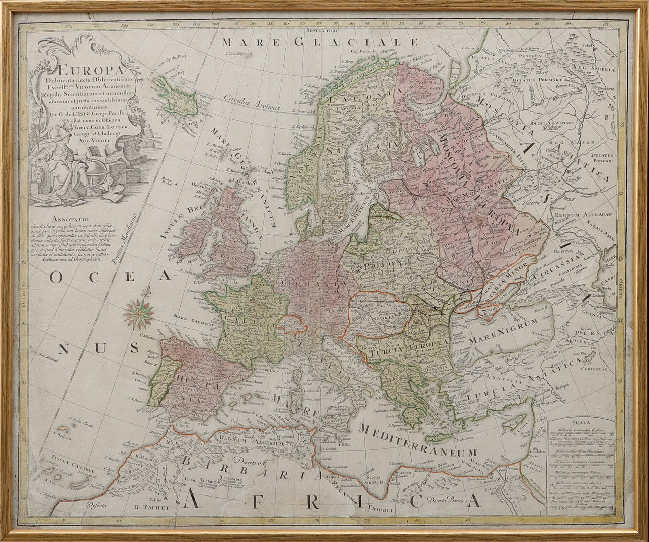 FRAMED MAP, 19th century.