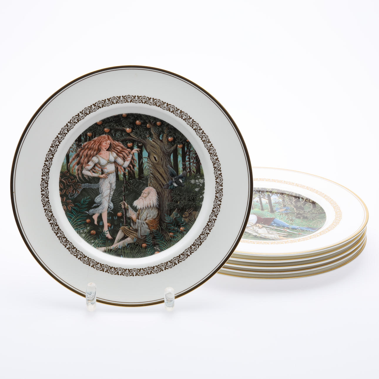 PLATES, 6 pieces, Royal Worcester, King Arthur.