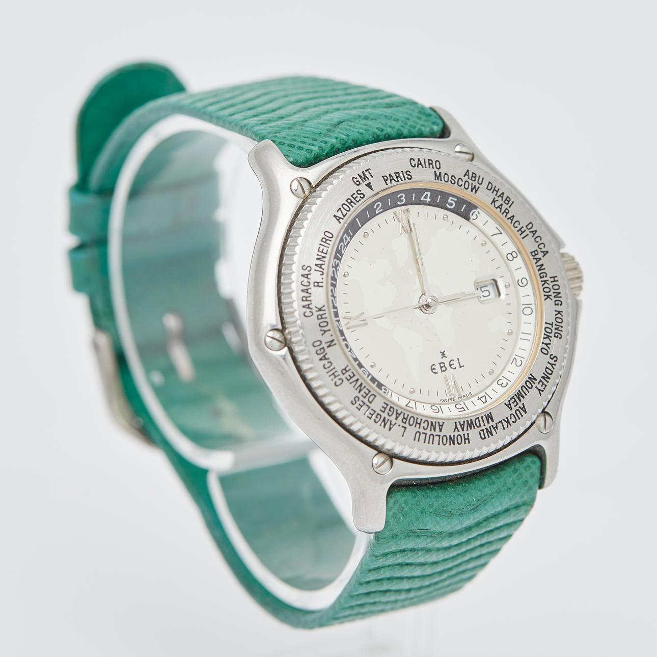 EBEL, WRISTWATCH, model 'Voyager', reference number '9124913', automatic movement, stainless steel, leather, Switzerland.