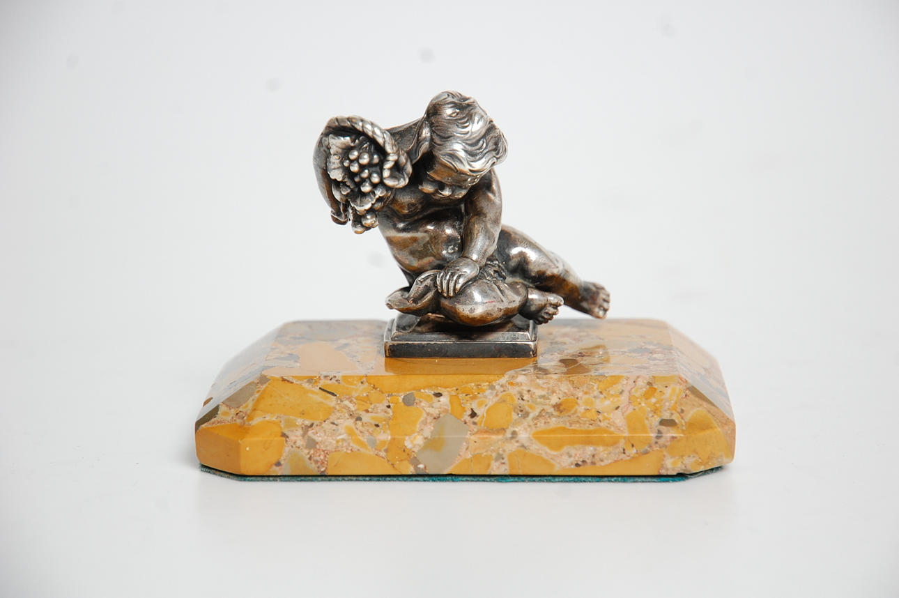 BREVPRESS, silver, marmor, stämplad Carl Tengstedt Göteborg 1857.