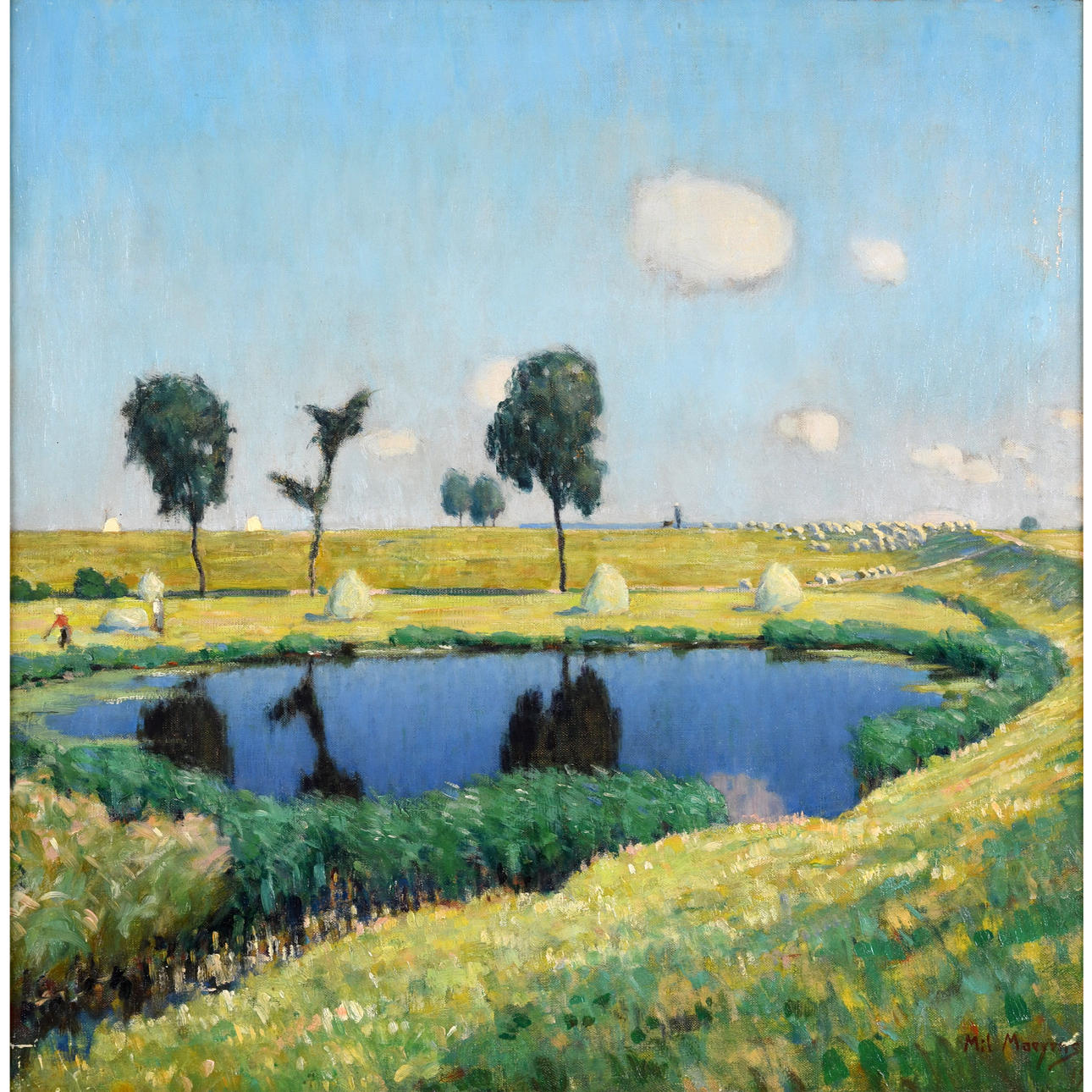 EMILE MAEYENS (1882-1952). HAYMAKING ON A SUMMER DAY.