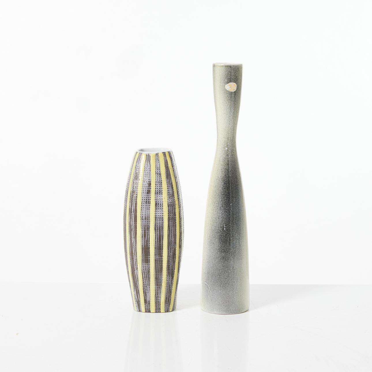 INGRID ATTERBERG. Vases 2 pcs., Upsala Ekeby, earthenware, polychrome glazed, mid-20th century, marked UE 2112/2226.