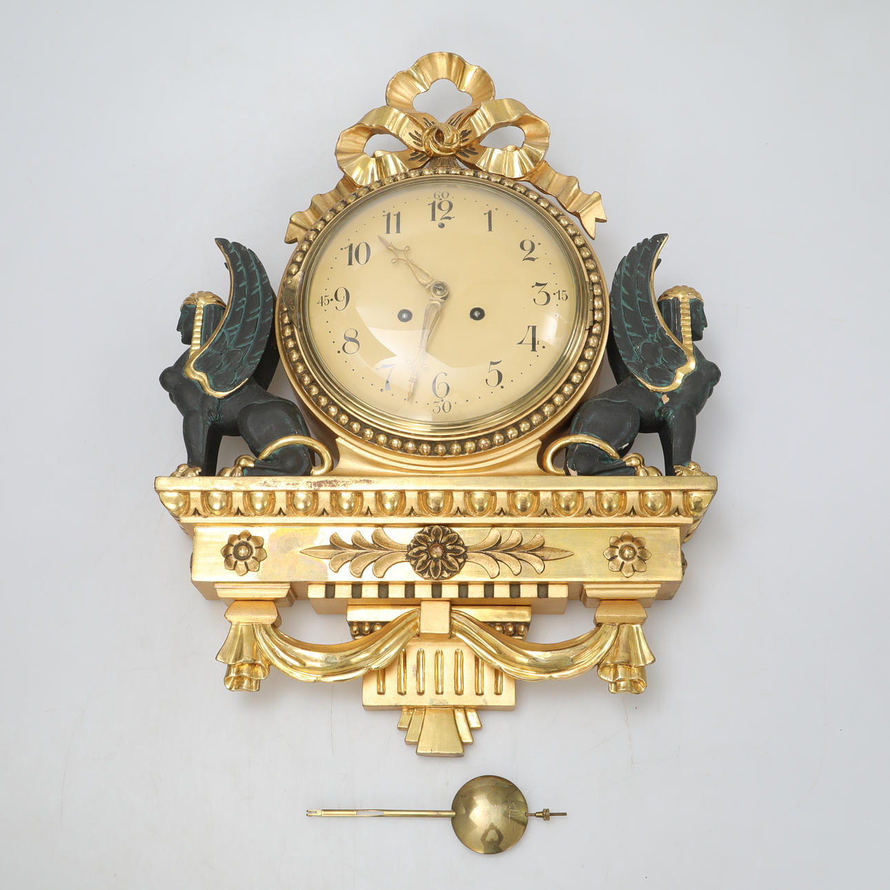 WALL CLOCK, Empire style, 20th century.