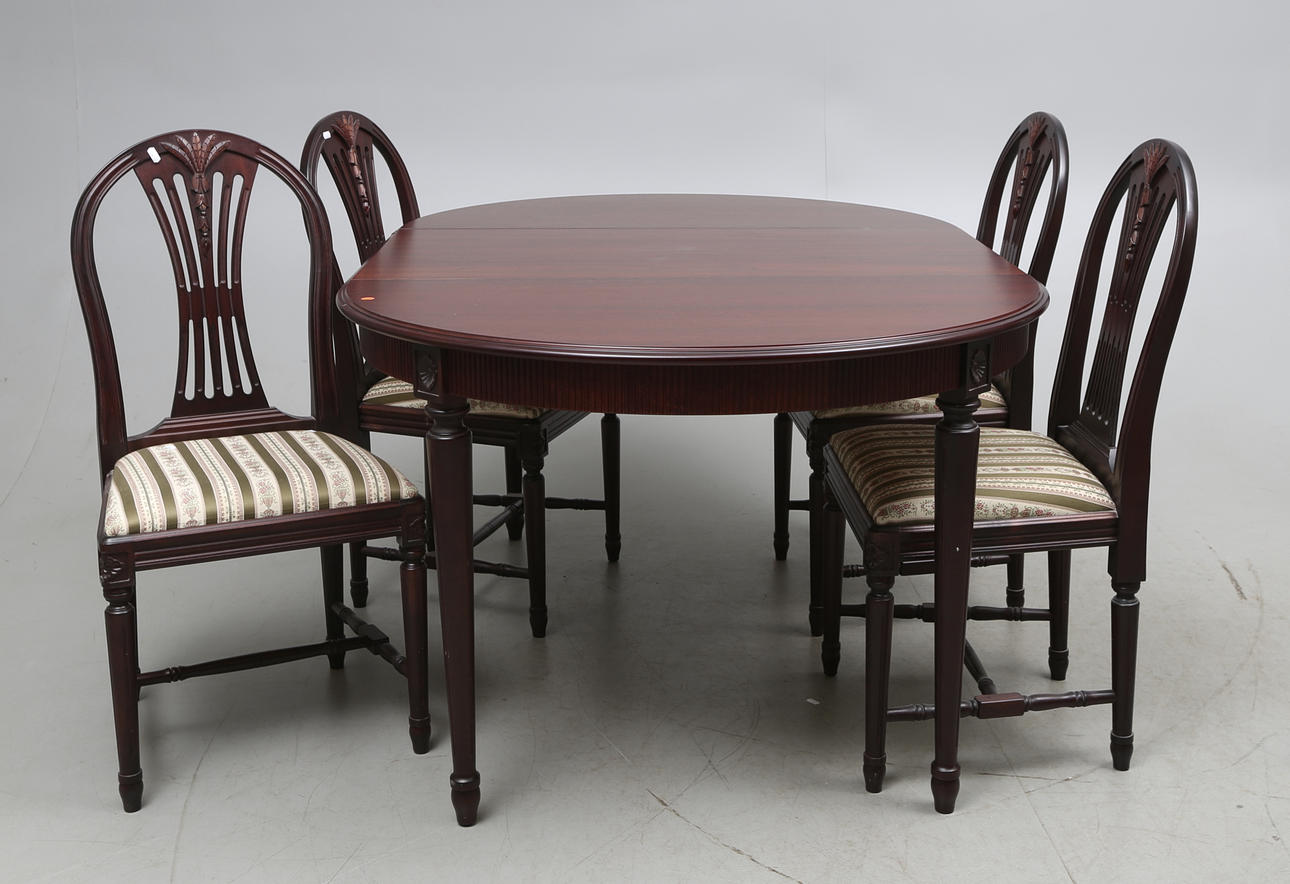 MATSALSMÖBEL, 5 delar, gustaviansk stil, Axett-modell, 1900-tal.