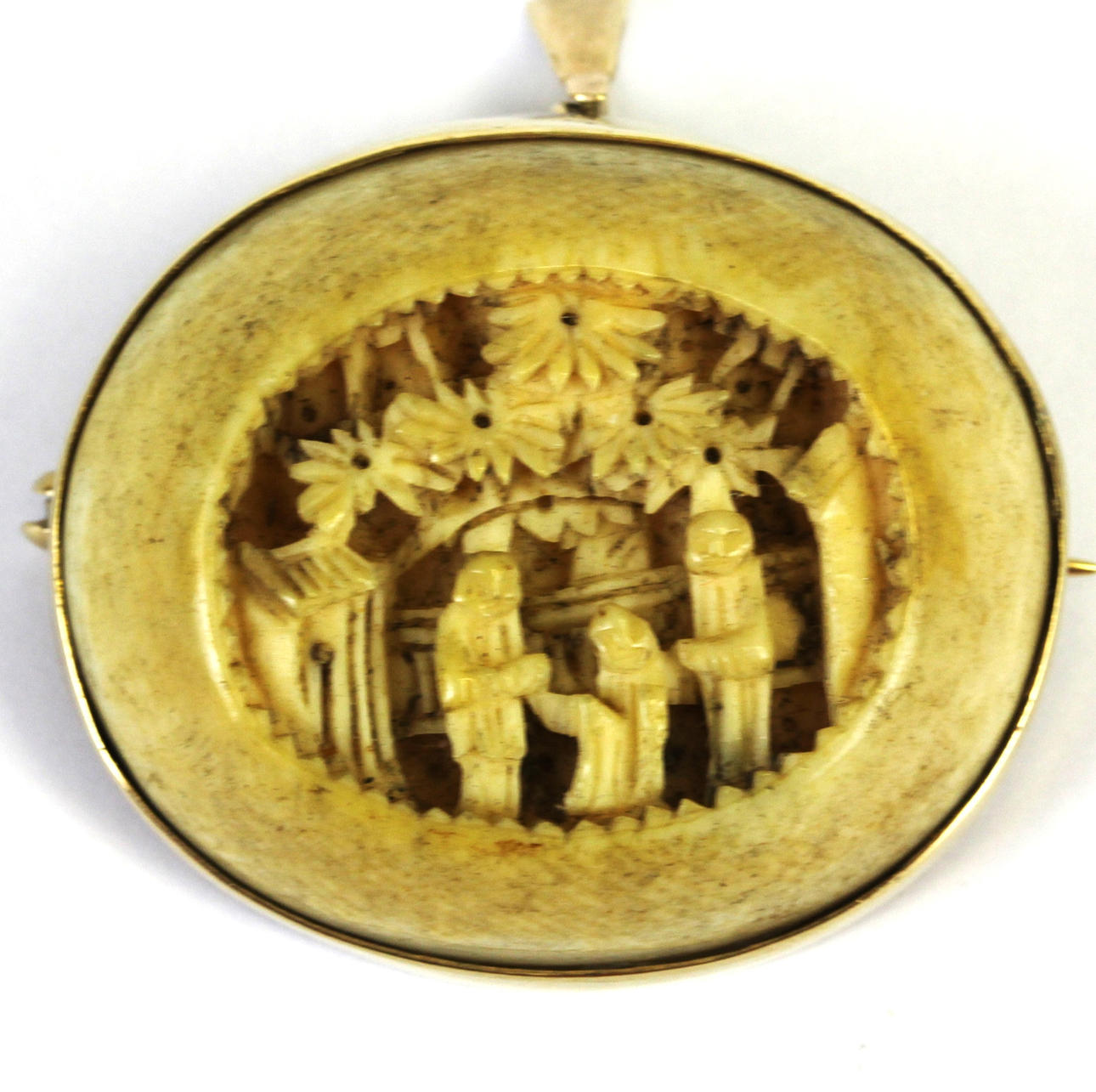 ANTIQUE CHINESE CARVED BONE BROOCH PENDANT. Jewellery & Gemstones ...
