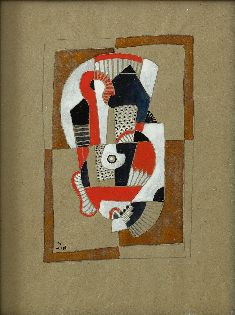 GÖSTA ADRIAN-NILSSON. "Aquarelle mit Goldrand". Mixed media on paper. Executed around 1922/23.