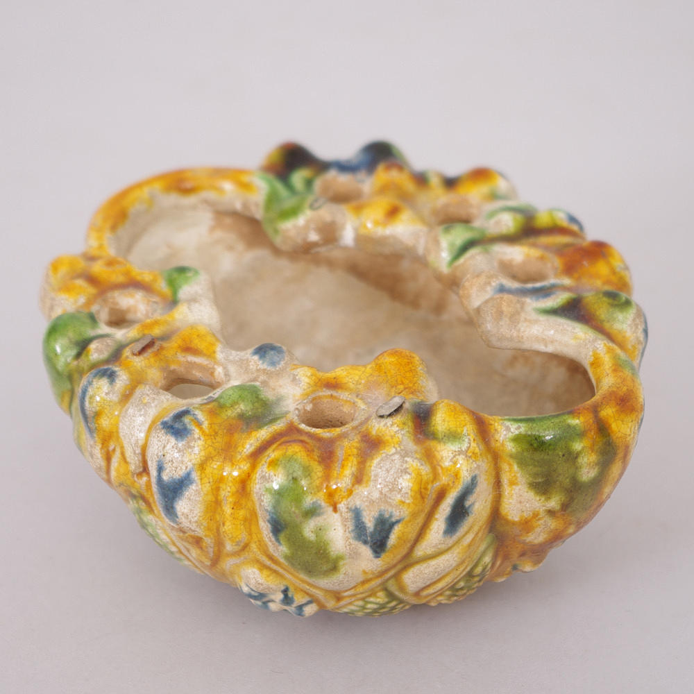 PENSELSKÅL, glaserat lergods, Kina, Tang, Sancaiglasyr.