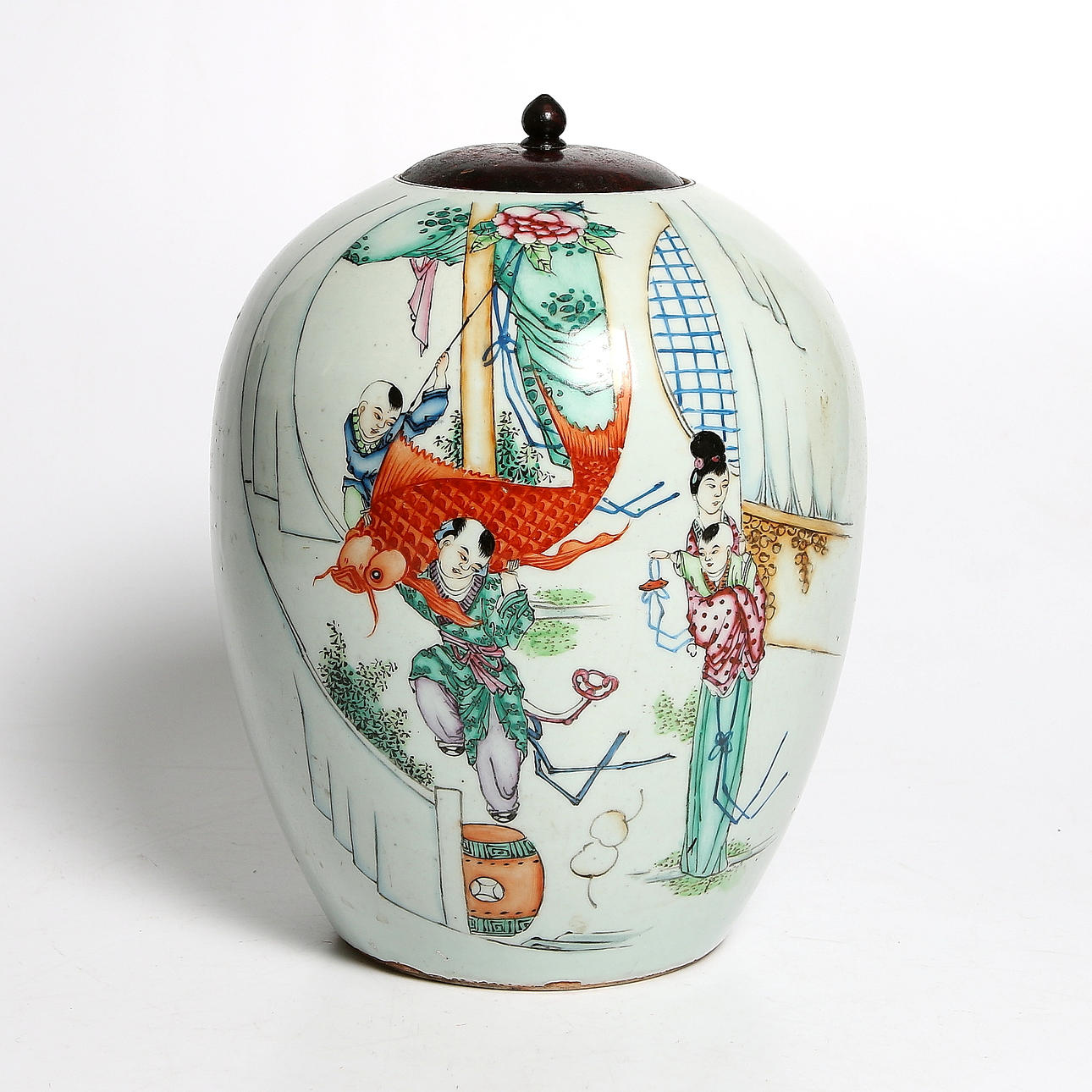 URNA, så kallad "Melon Jar", Qing-dynastin, Kina. 1800-tal.