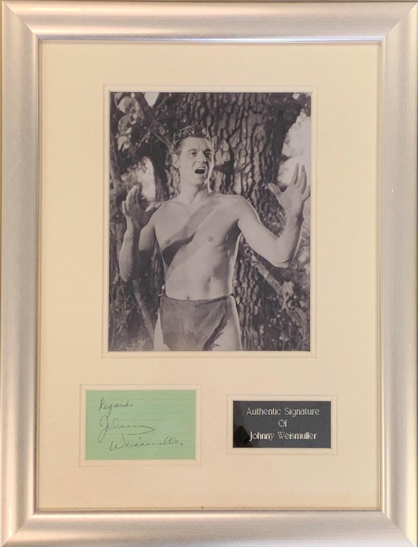 AUTÓGRAFO DE JOHNNY WEISSMULLER.