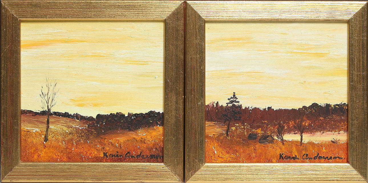 KARIN ANDERSSON. 2 st, olja på pannå, signerad.