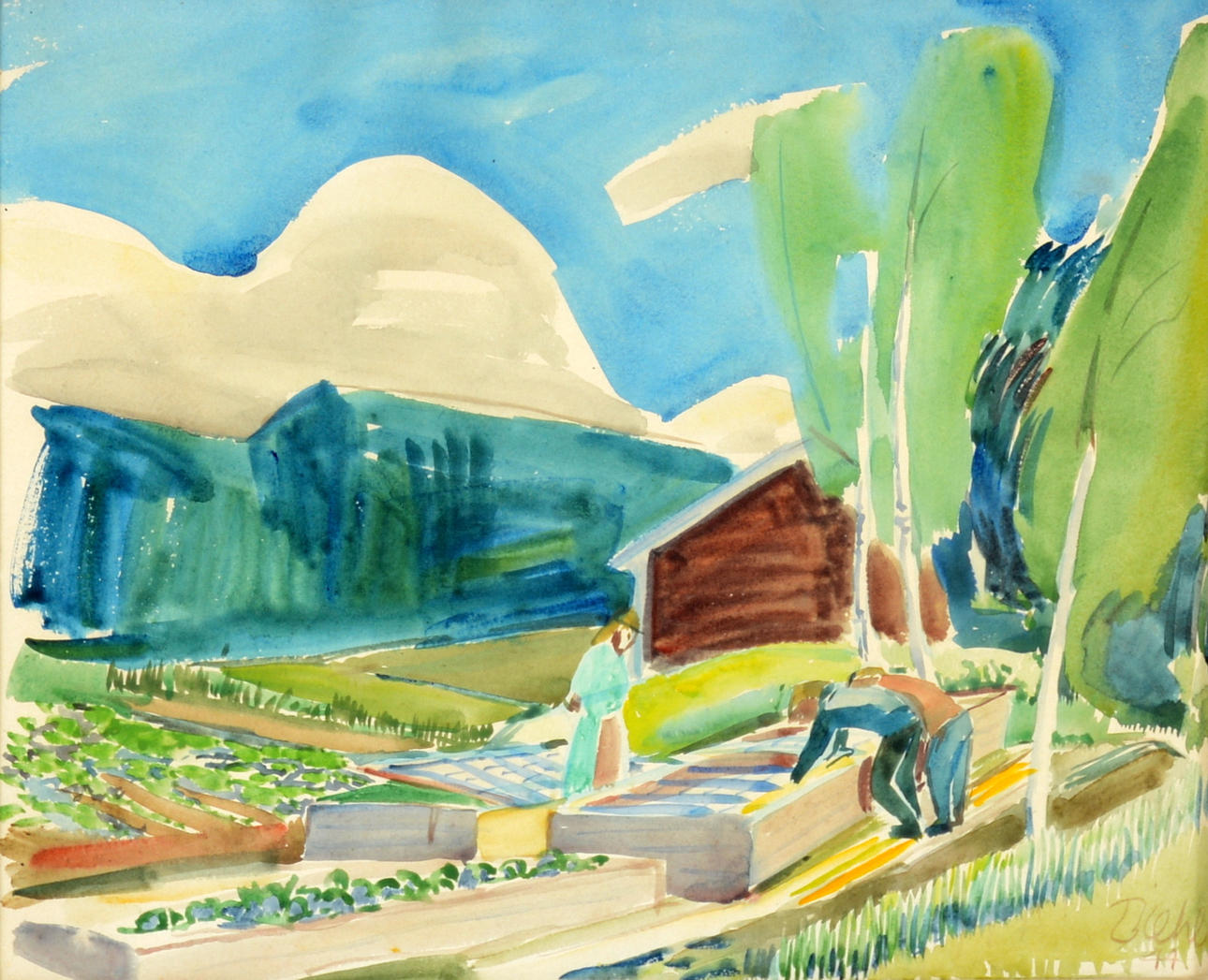 GÖSTA DIEHL. Akvarell.