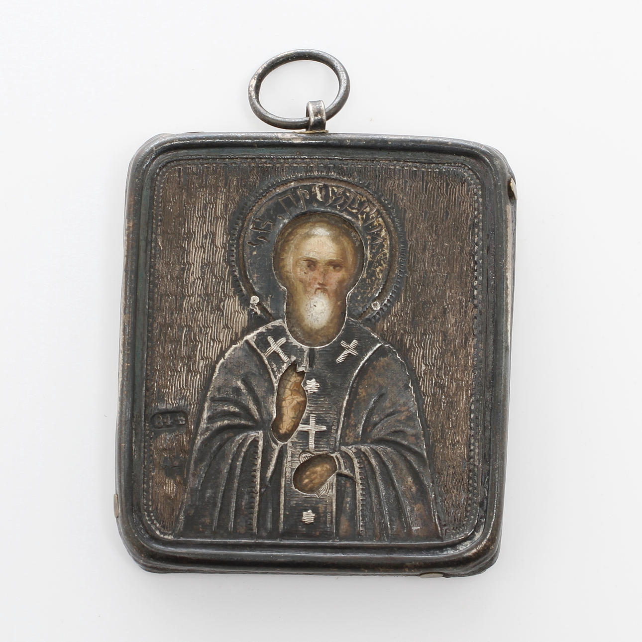 IKON, miniatyr, delvis silver, otydliga stämplad, Ryssland.