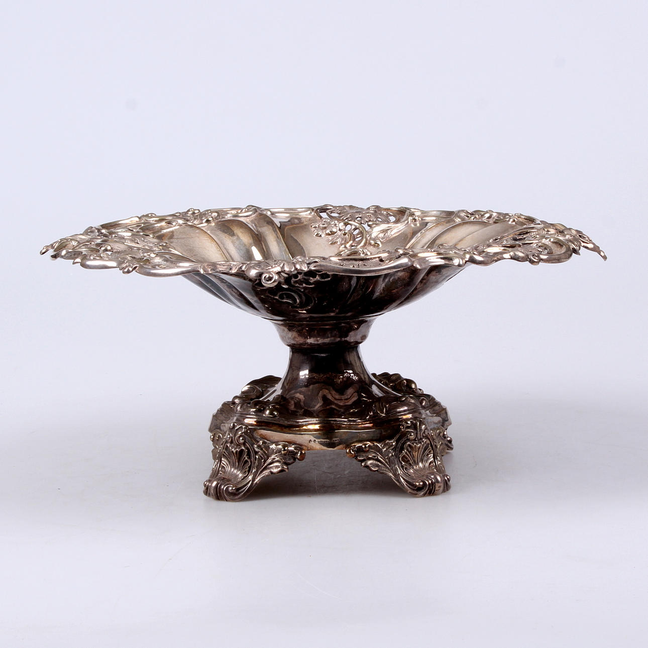 SKÅL PÅ FOT, nysilver, AG Dufva, tidigt 1900-tal.