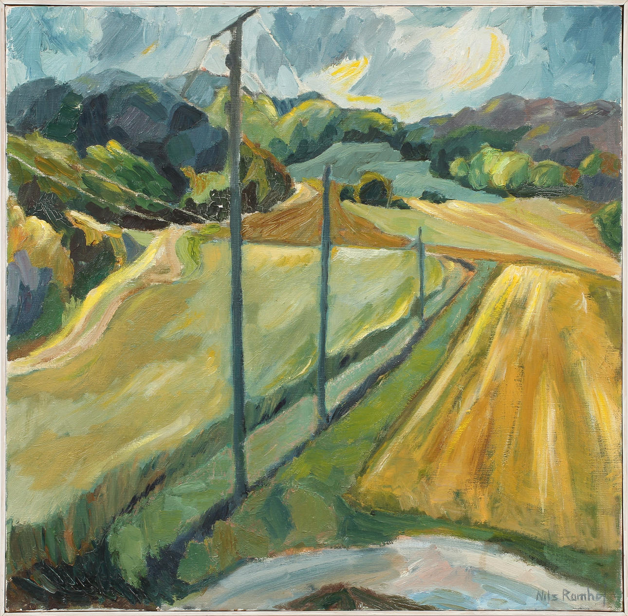 NILS RAMHÖJ. "Motiv från Skaftö, Grundsund", olja på duk, signerad.
