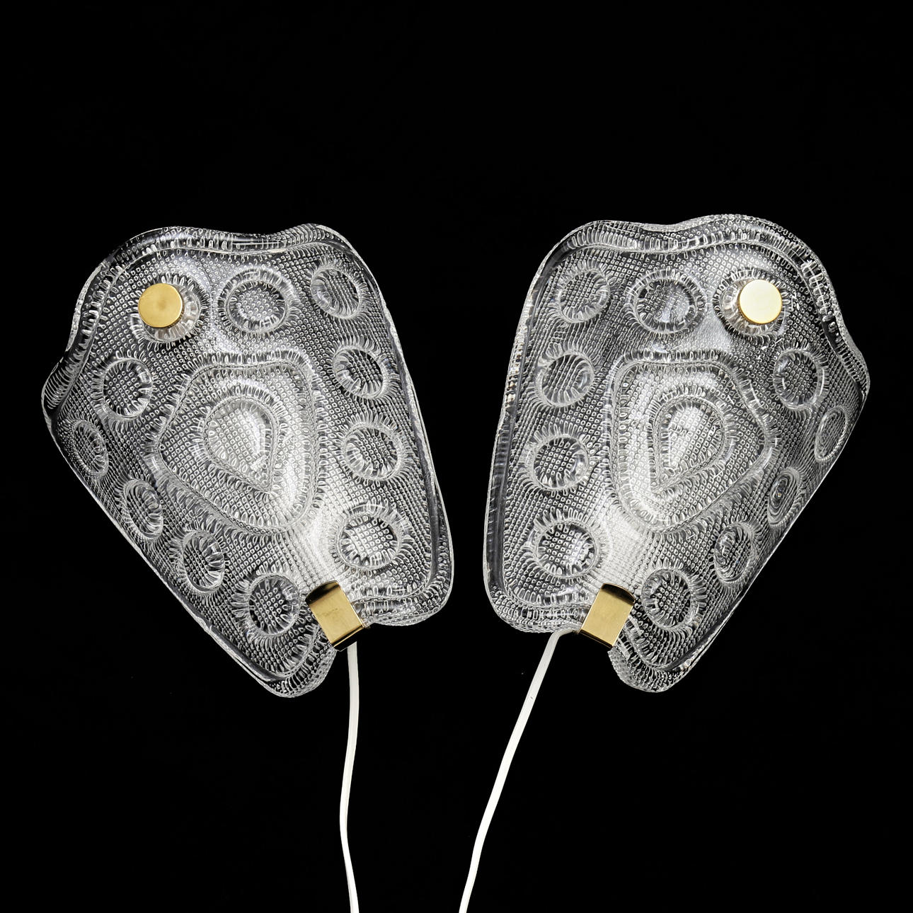 WALL LAMPS, a pair, probably Orrefors, mid-20th century.