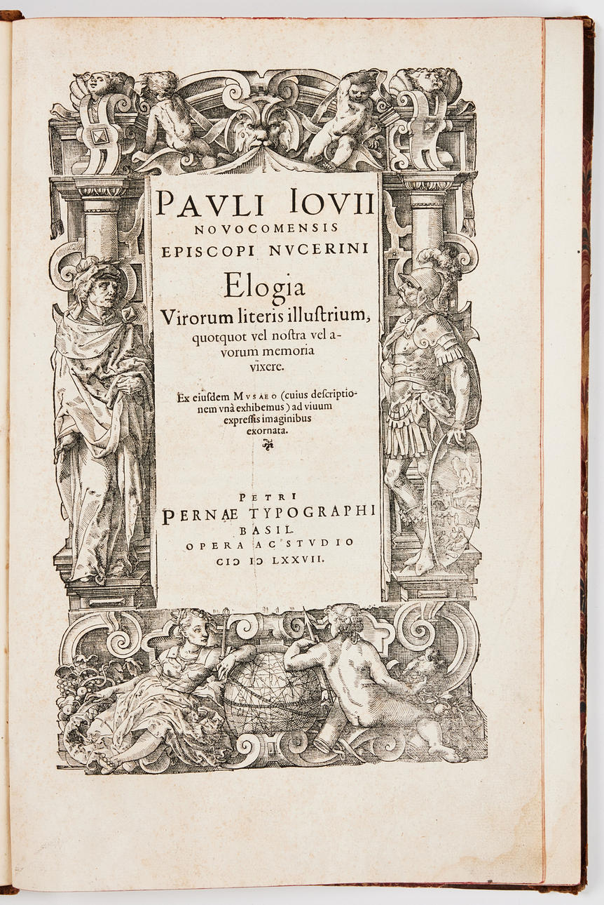 GIOVIO, ELOGIA VIRORUM LITERIS, Basel, Henric Petri, 1577. Böcker ...