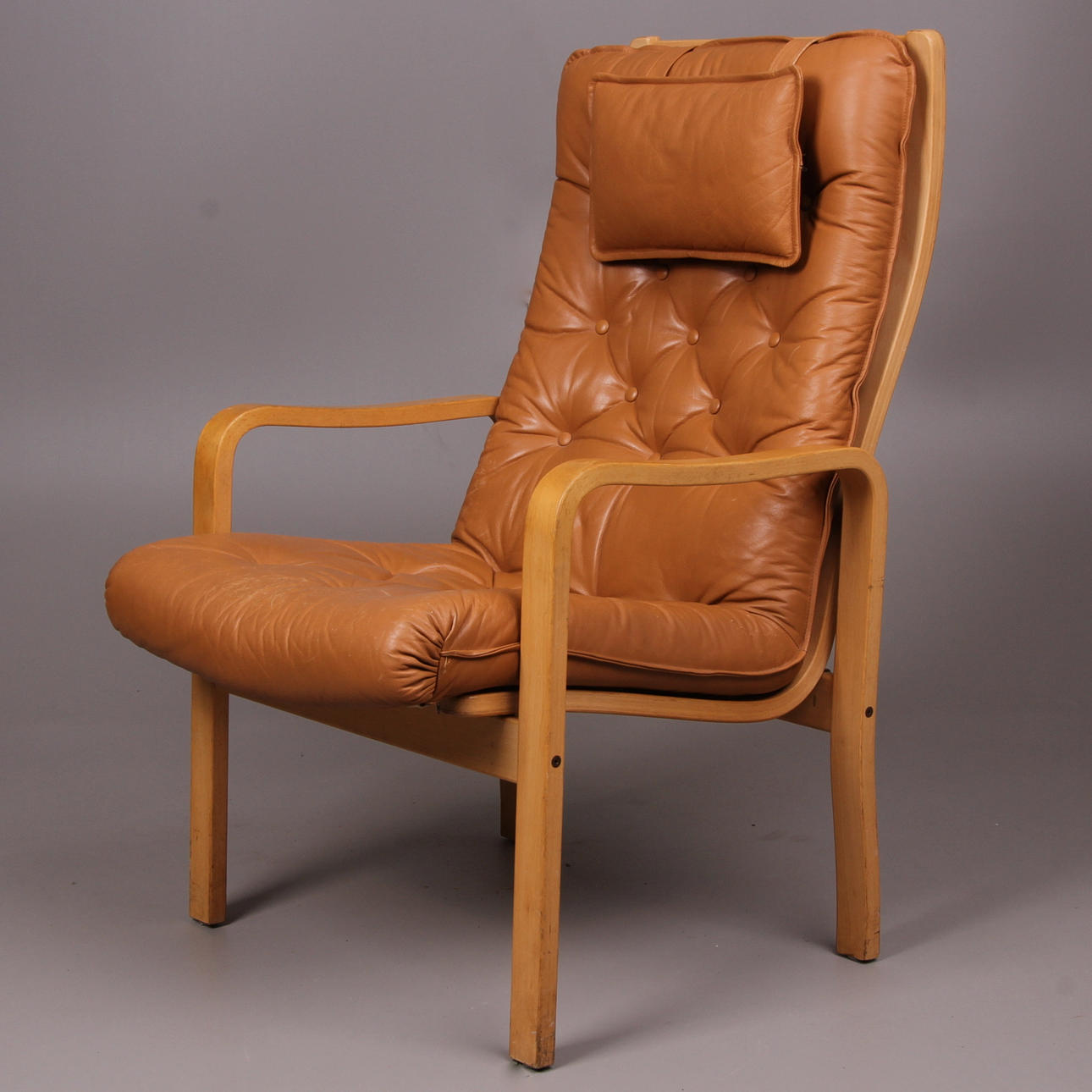 FÅTÖLJ, skinn, Yngve Ekström för Skandiform.