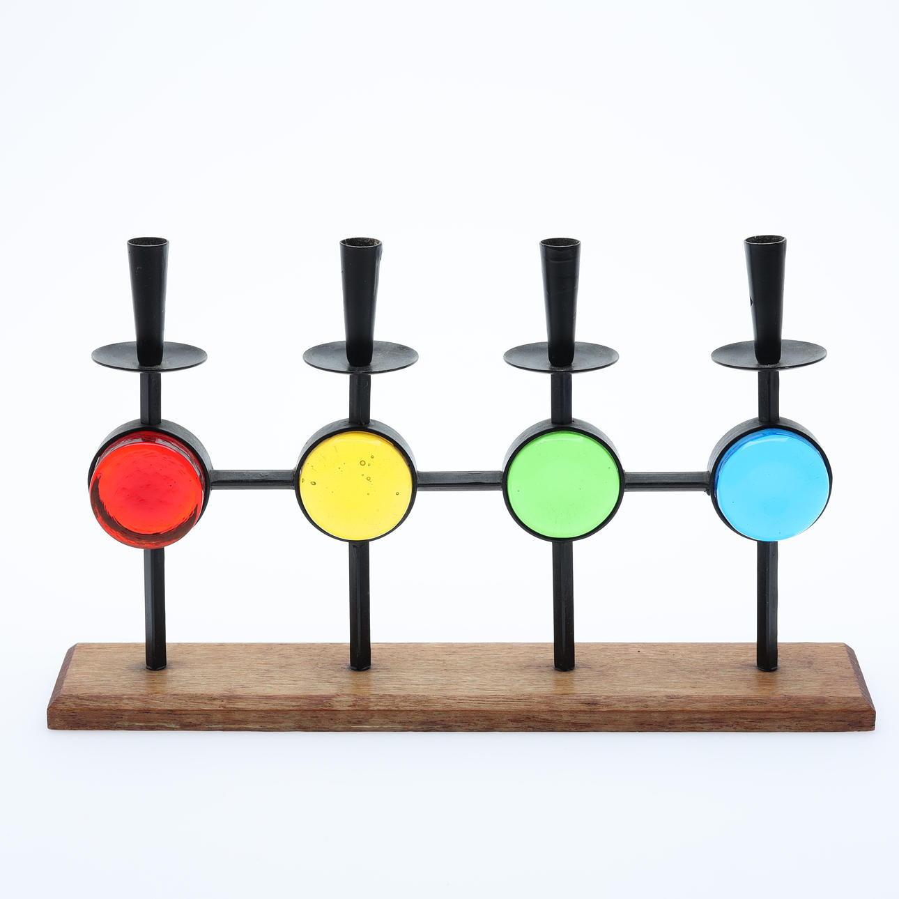 ADVENTSLJUSSTAKE, smide ,glas och trä.