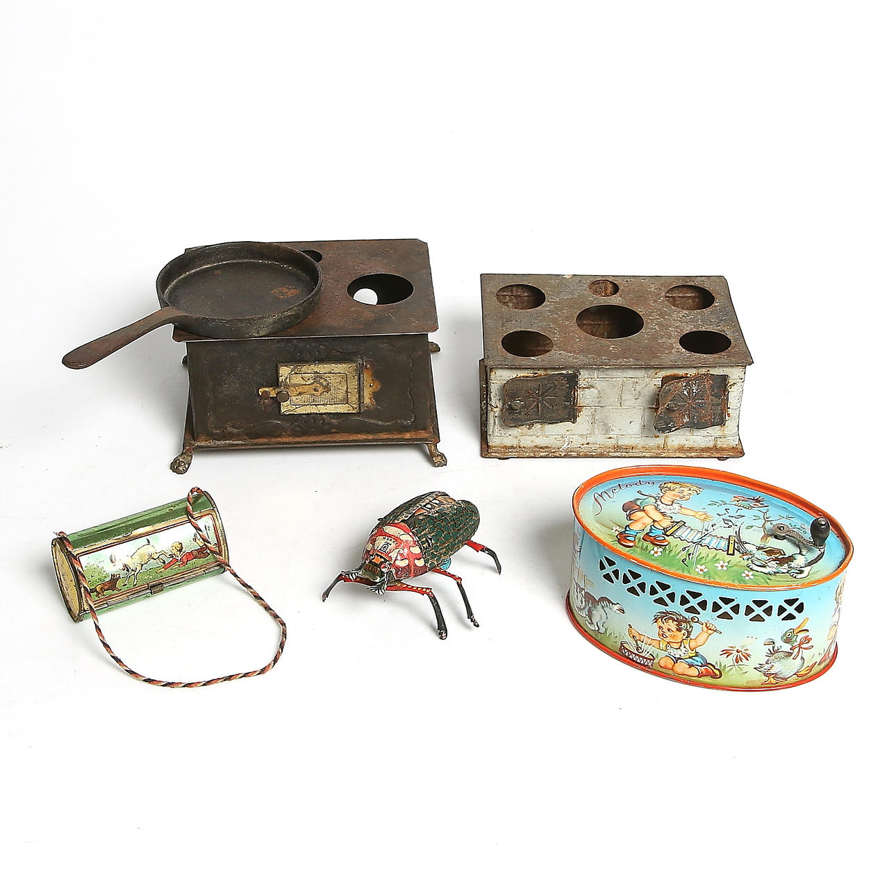 PLÅTLEKSAKER, 6 st, bl.a. skalbagge, Lehmann. Tyskland.
