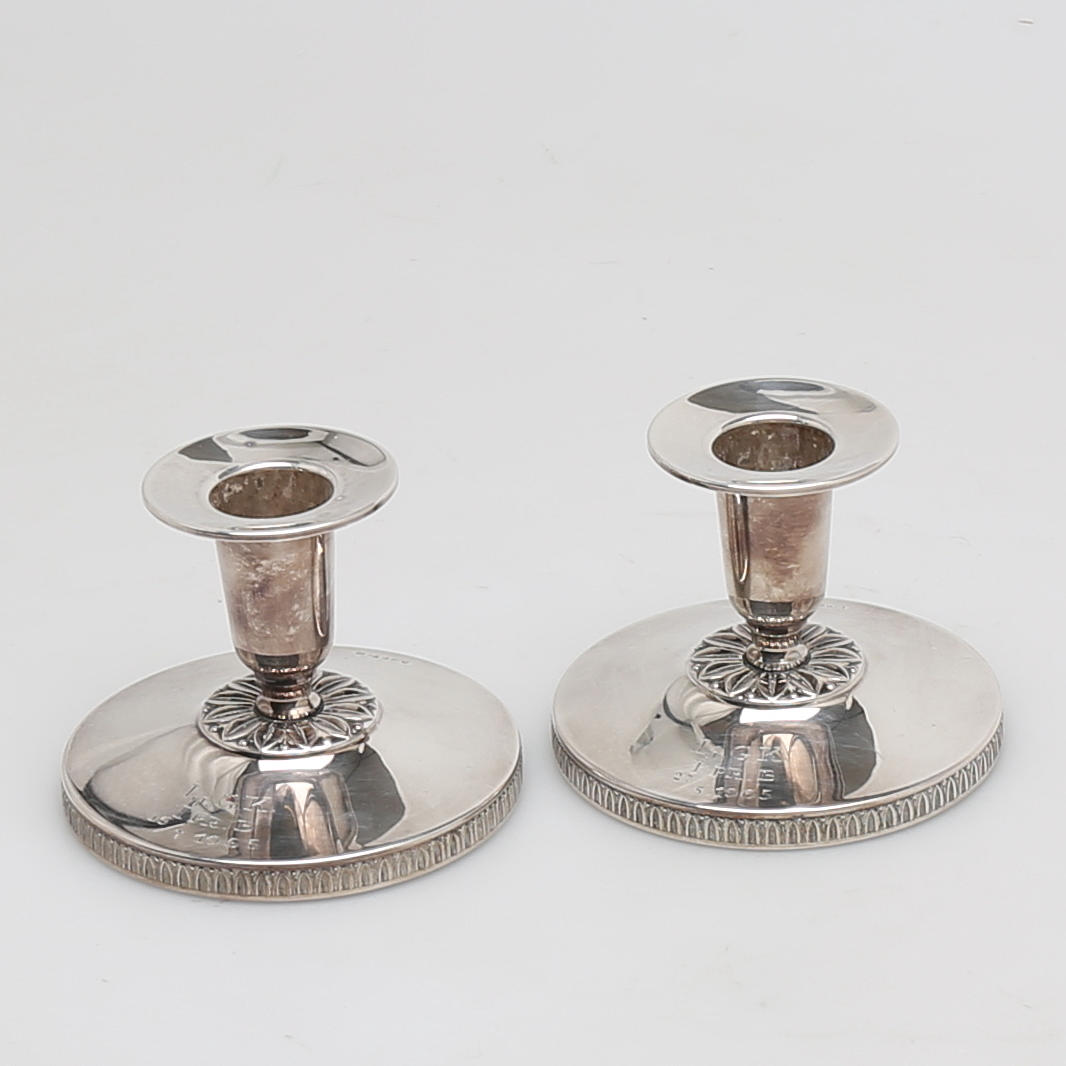 LJUSSTAKAR i silver, ett par, Ceson Guldvaru Ab, Göteborg, 1965.