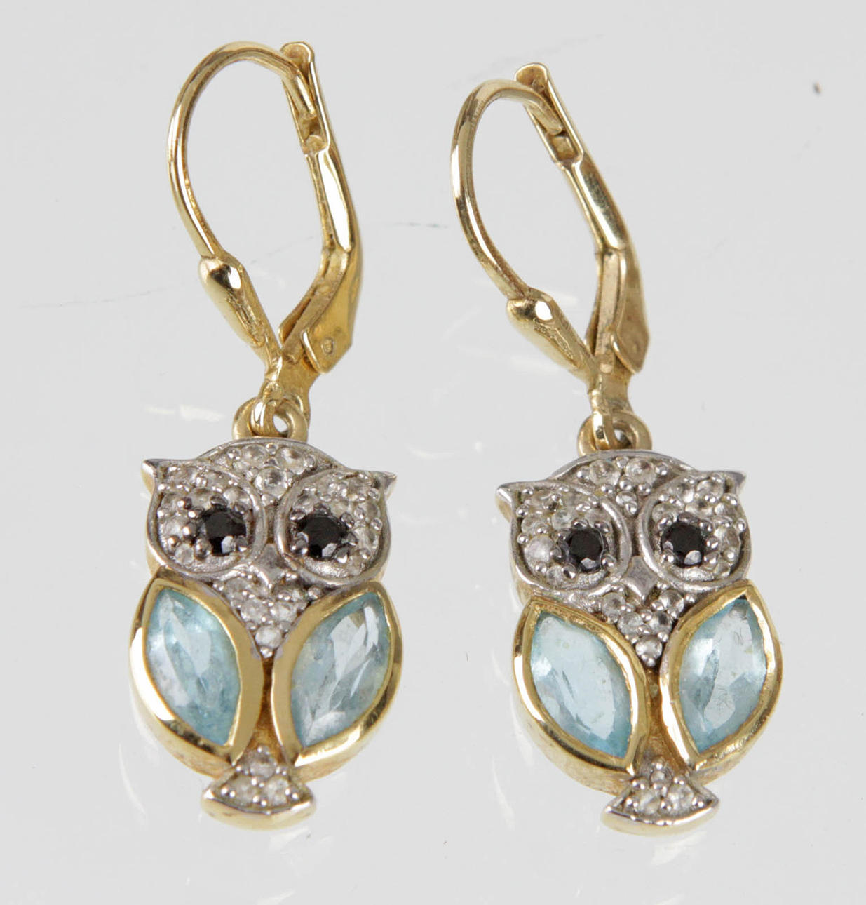 925 SILVER UGGLA ÖRHÄNGEN, GULDPLÄTERADE.