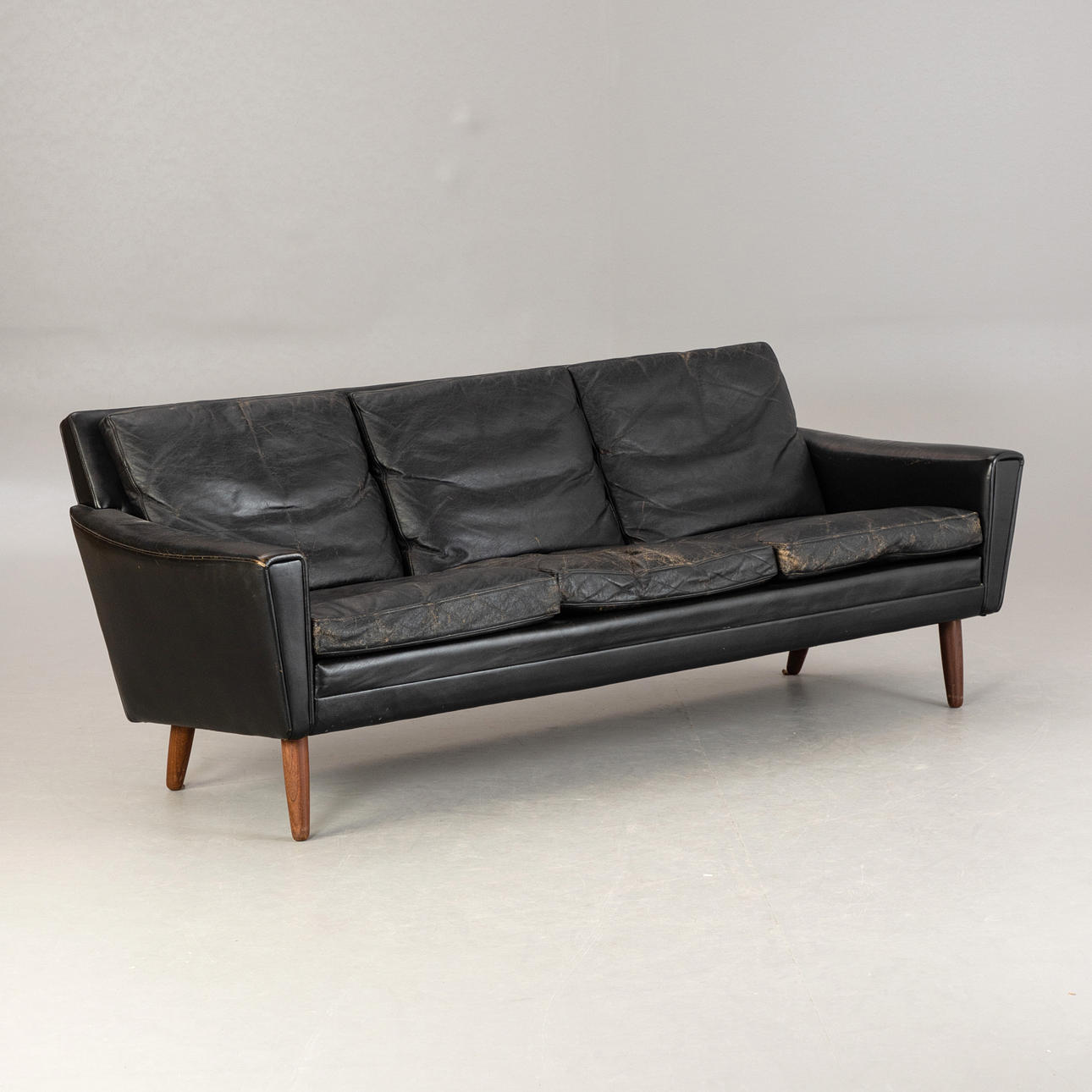 3 seater leather sofa. 1970s.