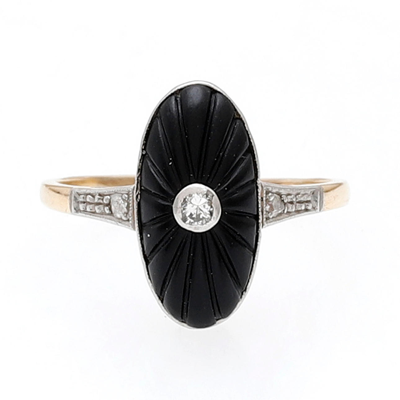 Art Deco Onyx og diamantring.