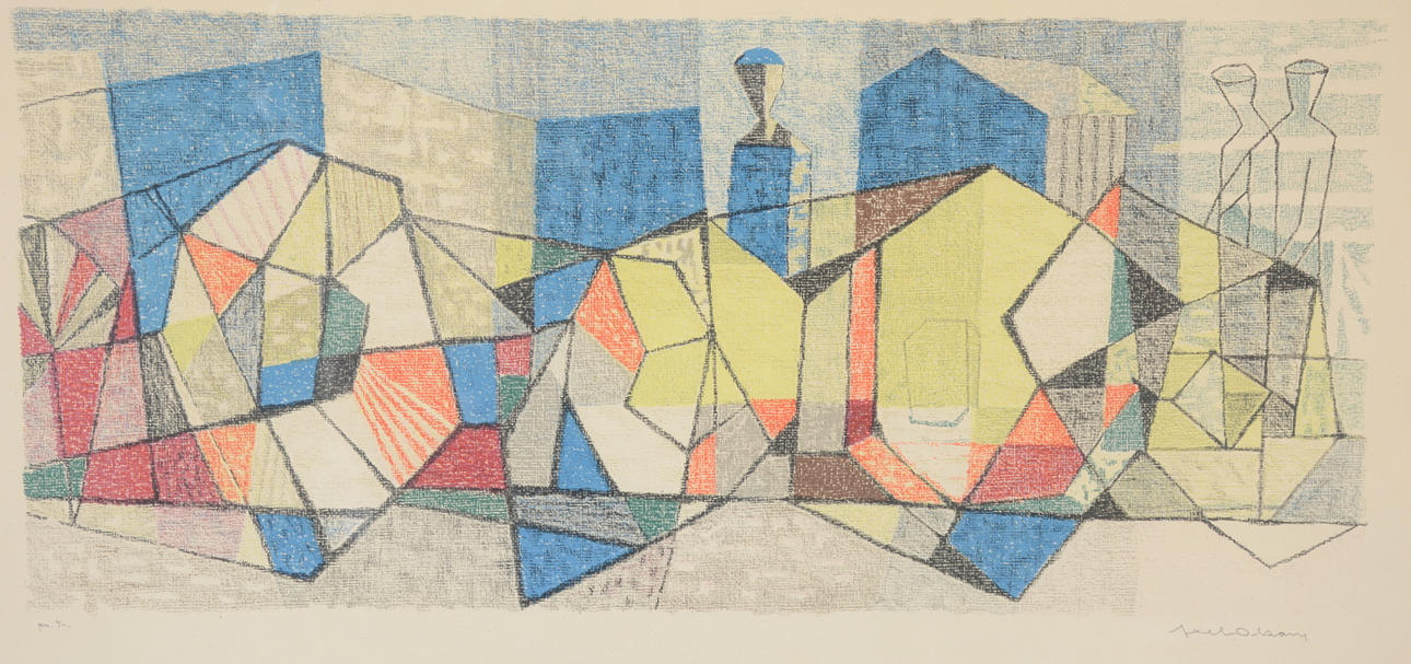 AXEL OLSON. Färglitografi.