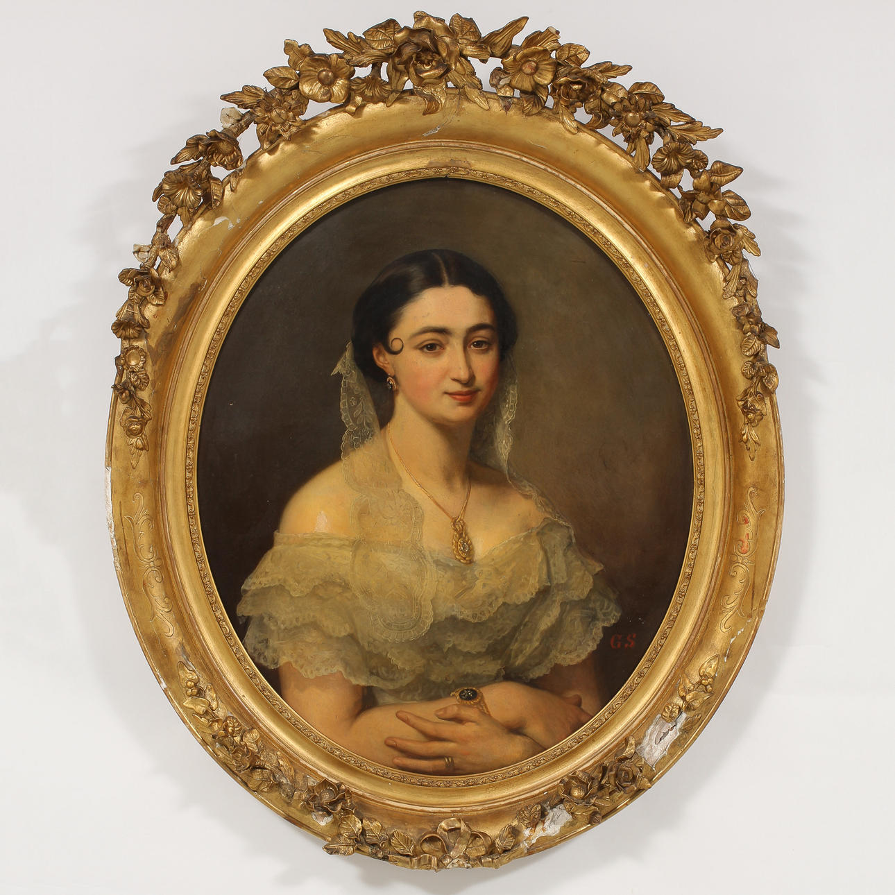 GESKEL SALOMAN. Porträtt av Mathilde Delbanco, olja på duk, monogramssignerad.