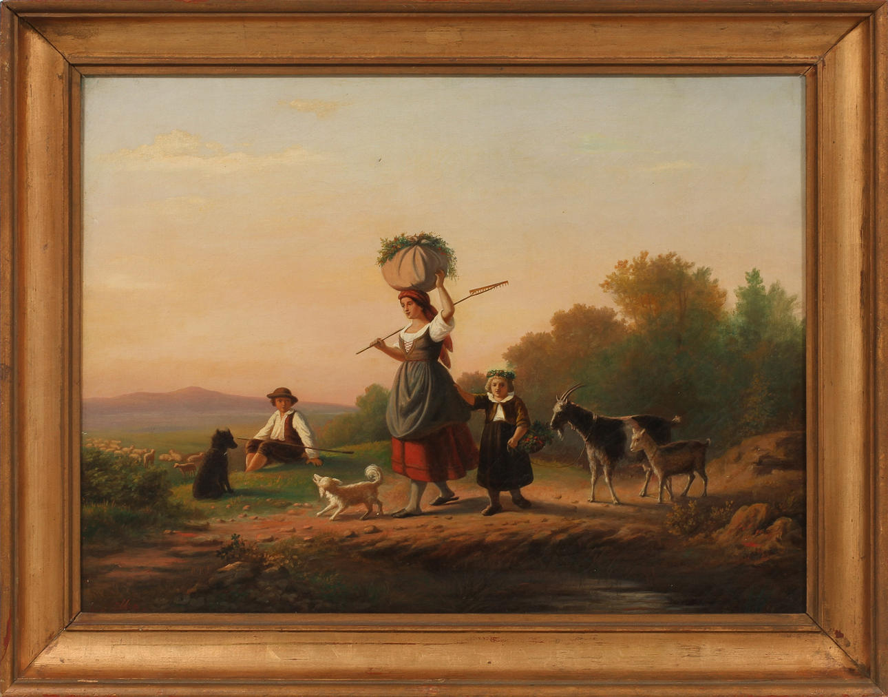 OIDENTIFIERAD KONSTNÄR. Figurscen, olja på duk, signerad C. Müller, 1800-tal.