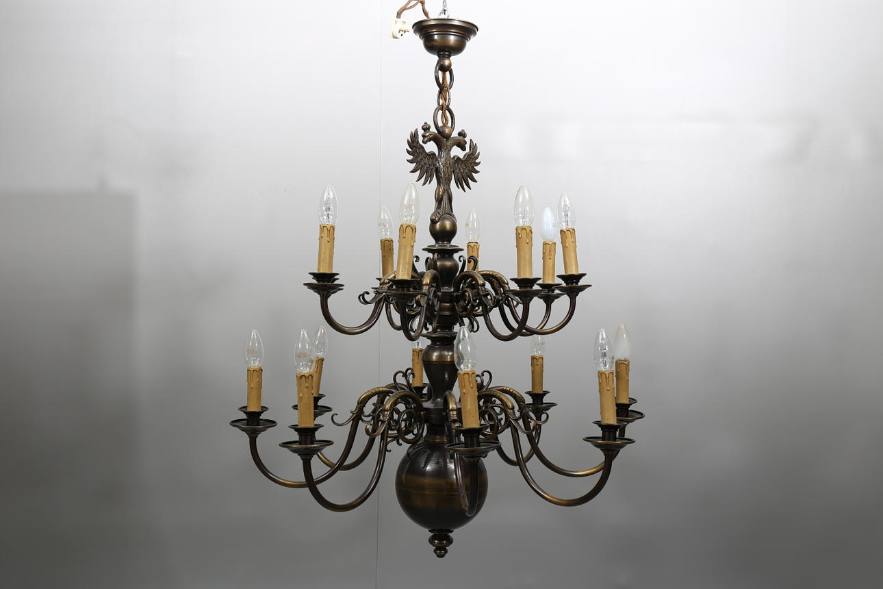 MALMKRONA, 16 ljusarmar, barockstil, 1930-tal.