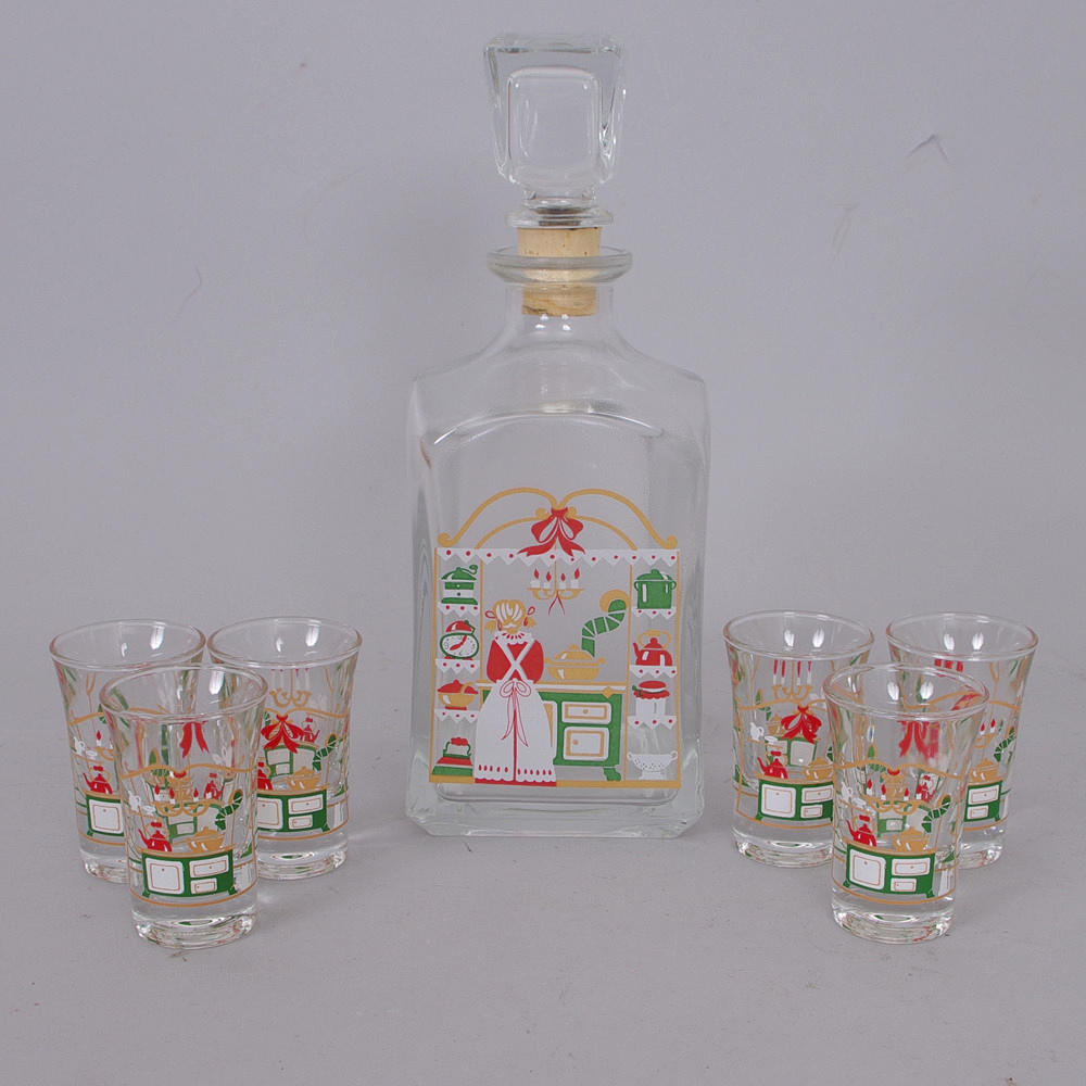 KARAFF SAMT 6 GLAS, juldekor.