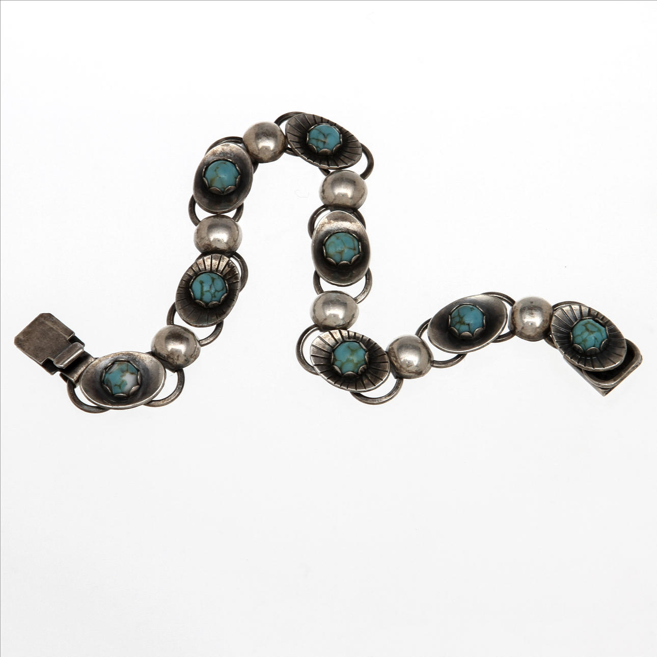 ARMBAND, silver med turkosimitation, Alton, 1957. Vikt 20,8.