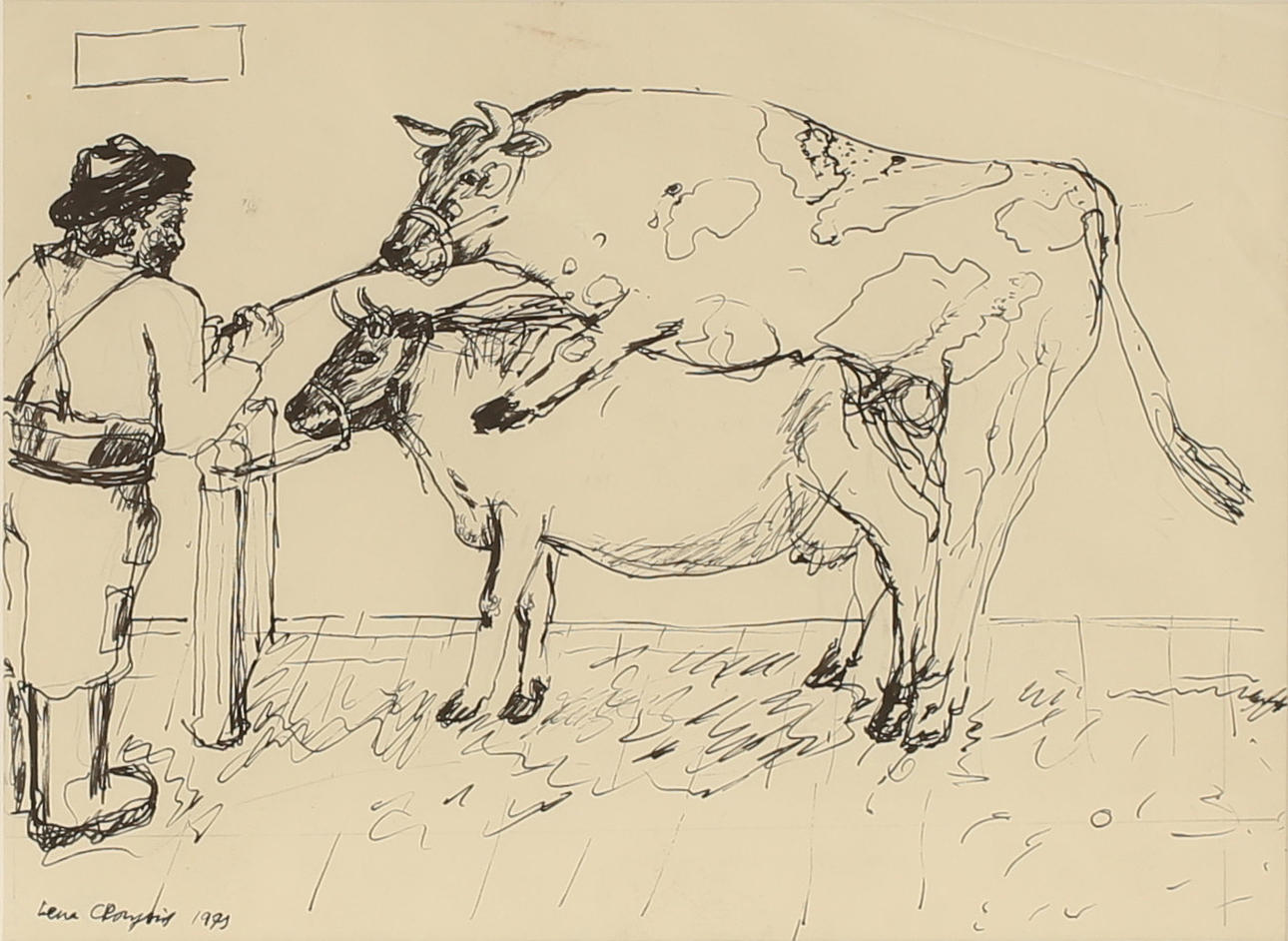 LENA CRONQVIST. Ink drawing, signed 1991.