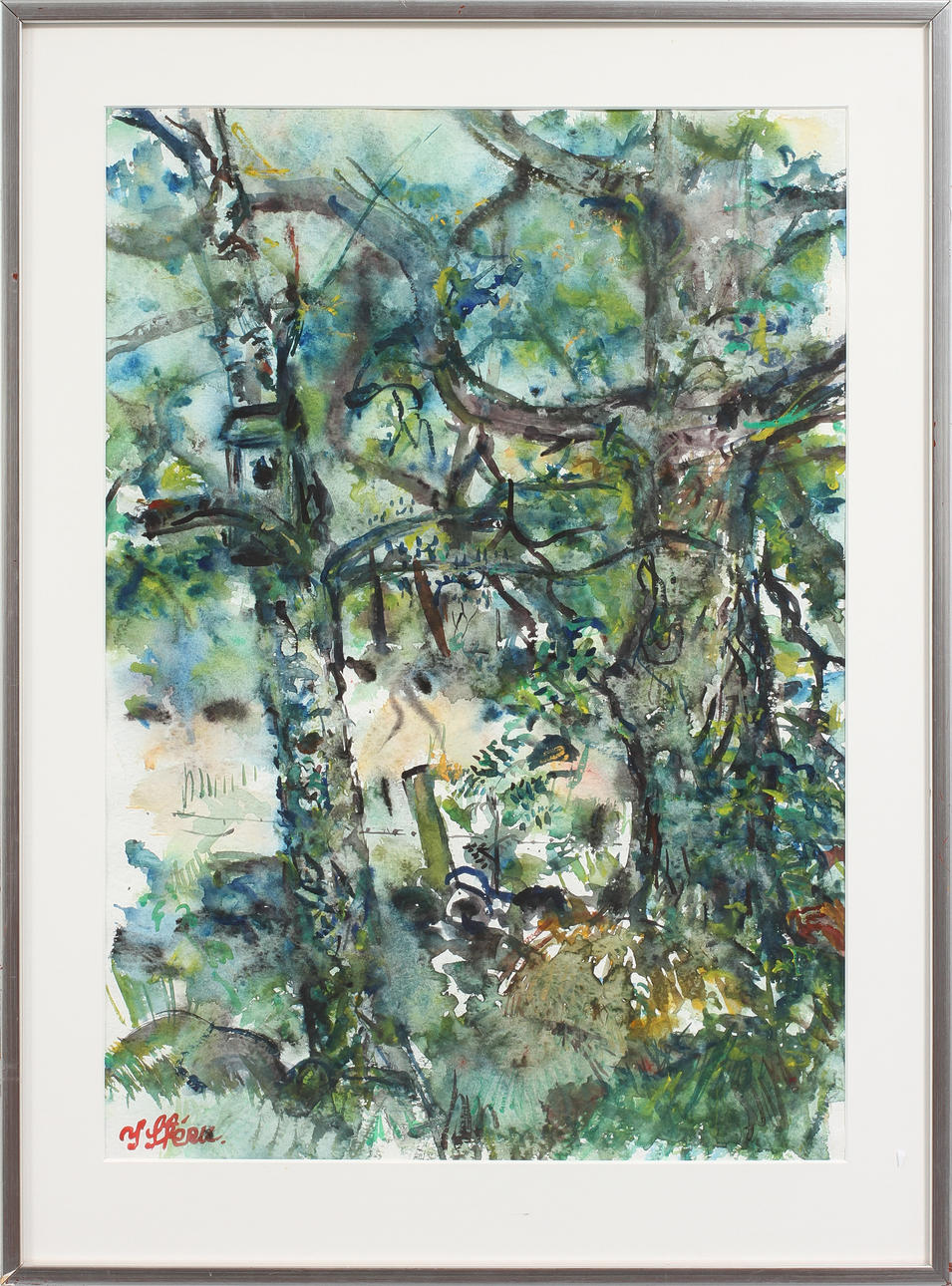 YNGVE STÉEN. Skog, akvarell, signerad.