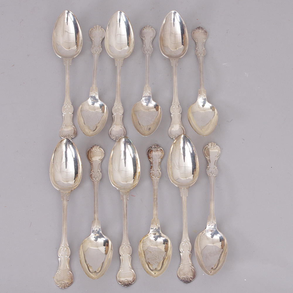 MATSKEDAR, 12 stycken, "Olga", nysilver.