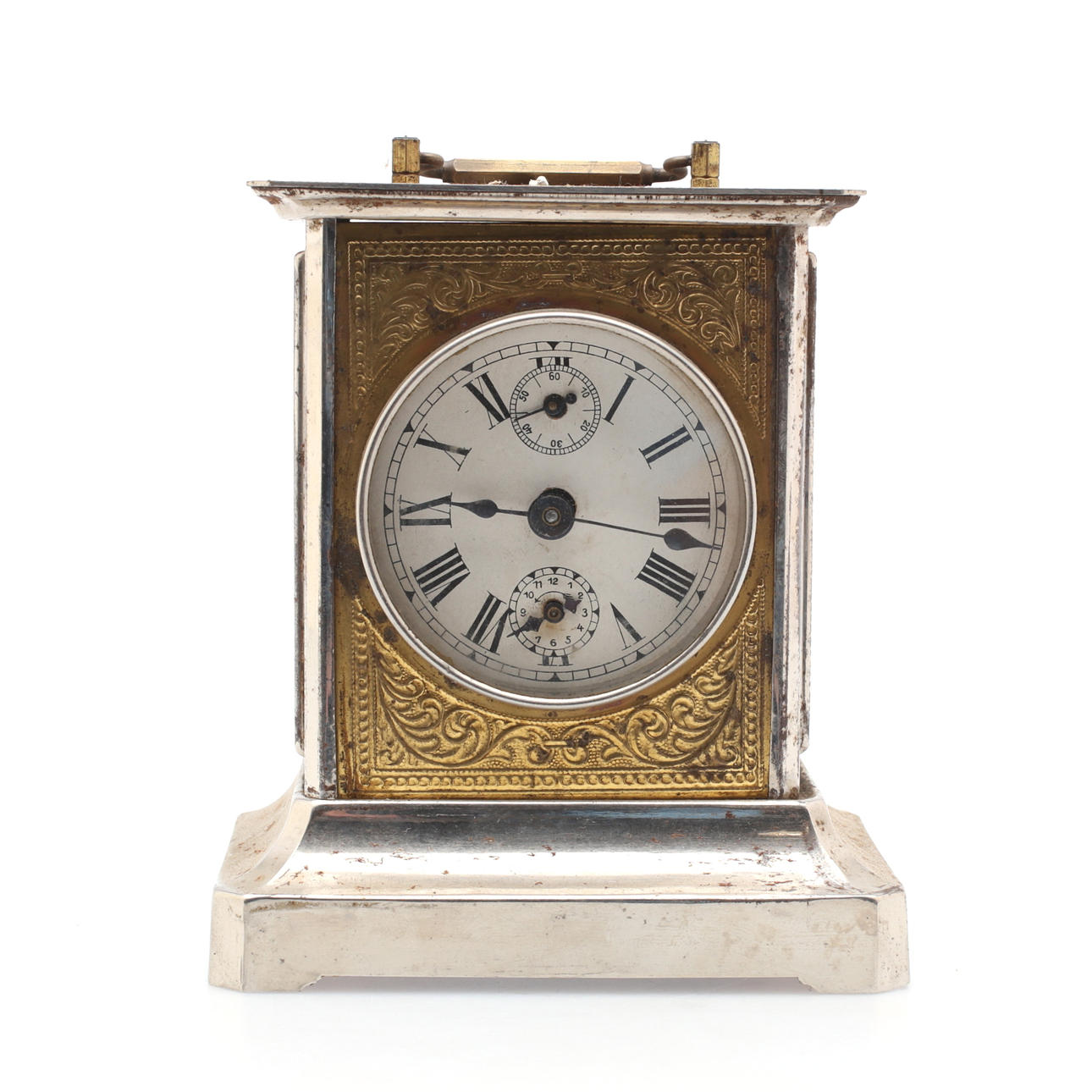 TABLE CLOCK, metal/brass, 20th century.