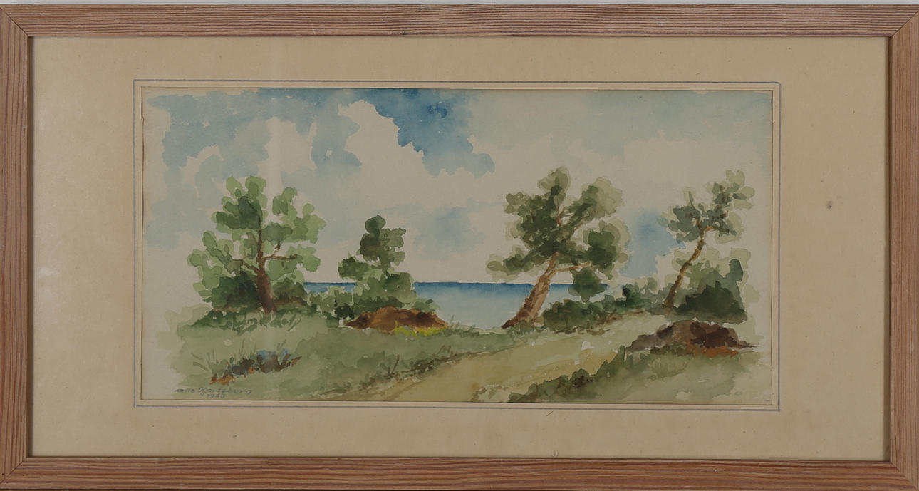 OLLE HJORTZBERG. Landskap, akvarell, signerad och datrad 1963.