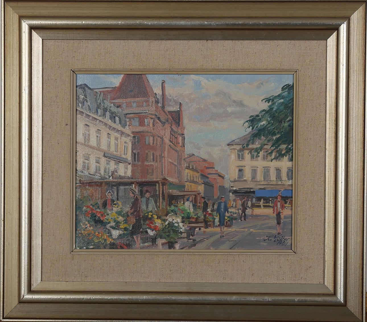 KAJ MOLTER. Gustav Adolfs torg, Malmö, olja på duk, signerad och daterad K Molter 1959.