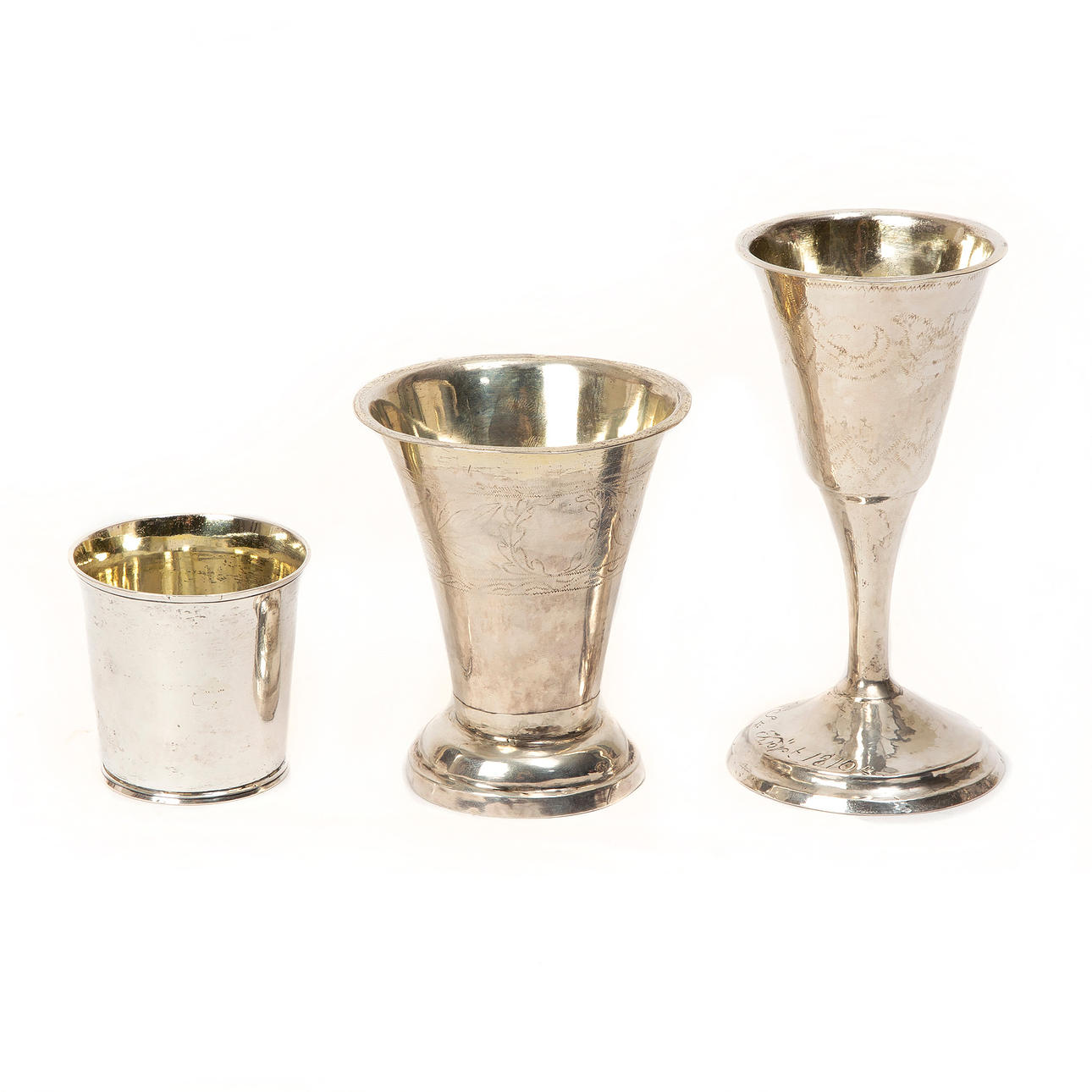 Dryckeskärl, silver, 3 st.