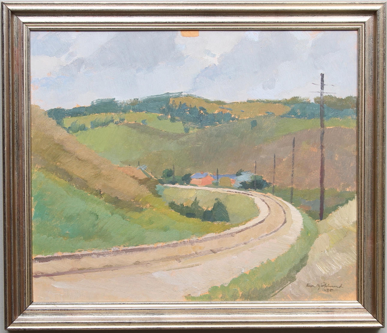 RICHARD BJÖRKLUND. Olja på pannå, signerad och daterad -35.