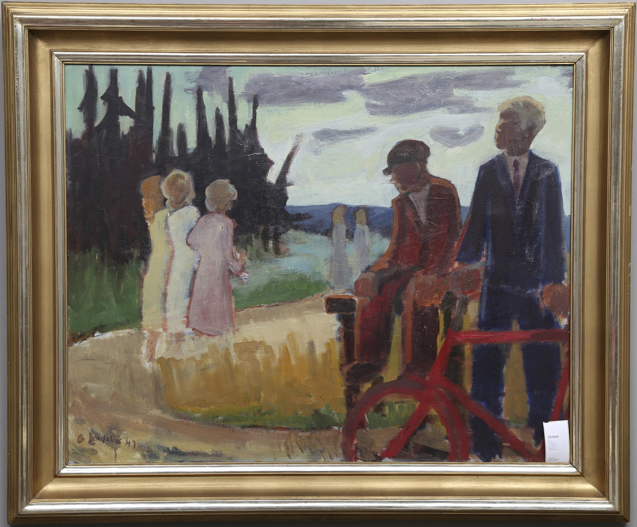 BERTIL LANDELIUS. "Lördsgskväll". Olja på duk, signerad och daterad 47.