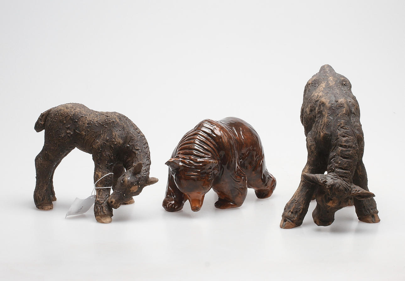 FIGURINER, 3 st, keramik, Tilgmans, signerade.