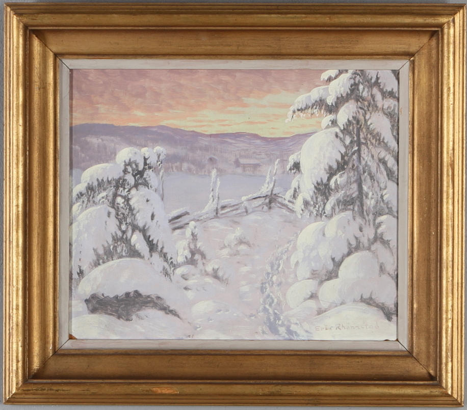 ERIC RHÖNNSTAD. snölandskap, olja på pannå, signerad.