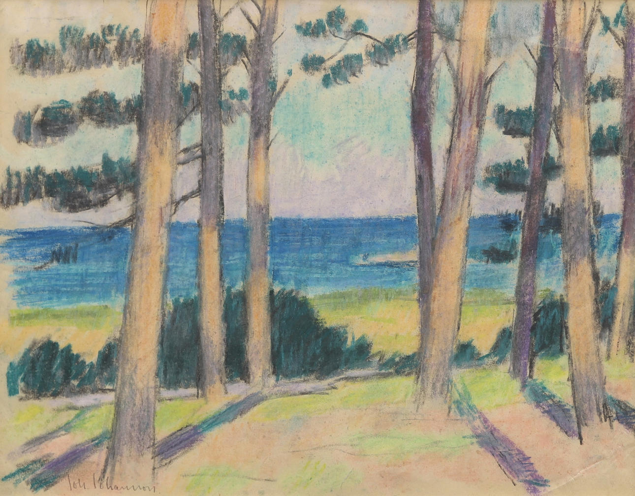 JOHAN JOHANSSON. Pastell, signerad.