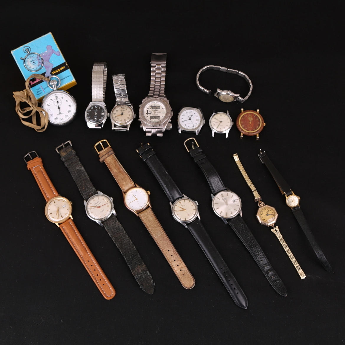 ARMBANDSUR, herr-/dam- 14 st, + STOPPUR Hervins.