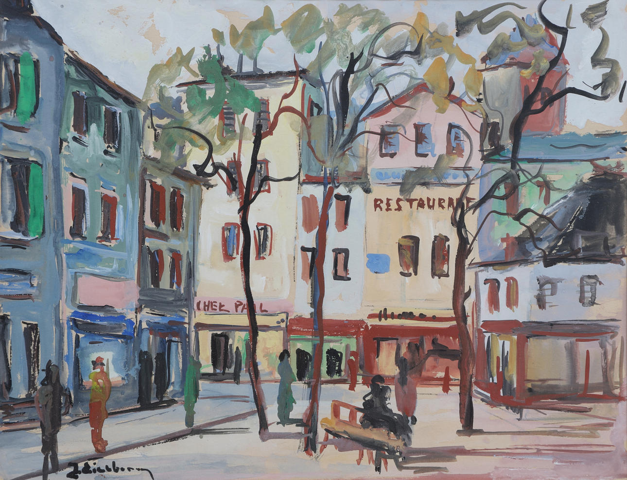 JACK EICHBORN. Watercolor, city motif, signed.