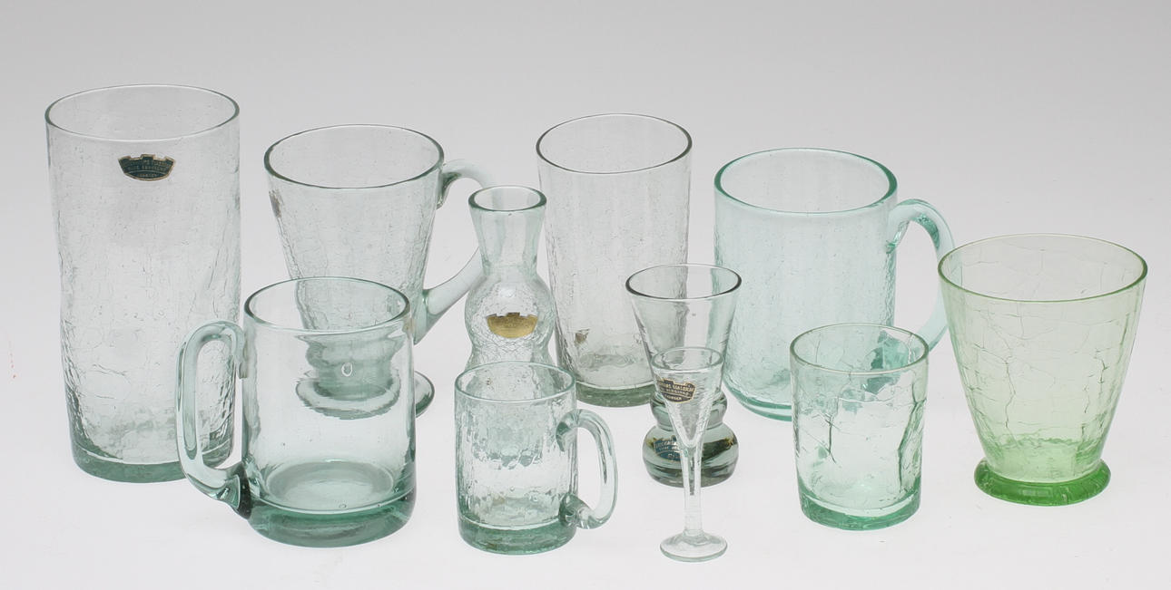 PARTI GLAS, ca 45 delar, varierande modeller, Skansens glasbruk, 1900-tal.
