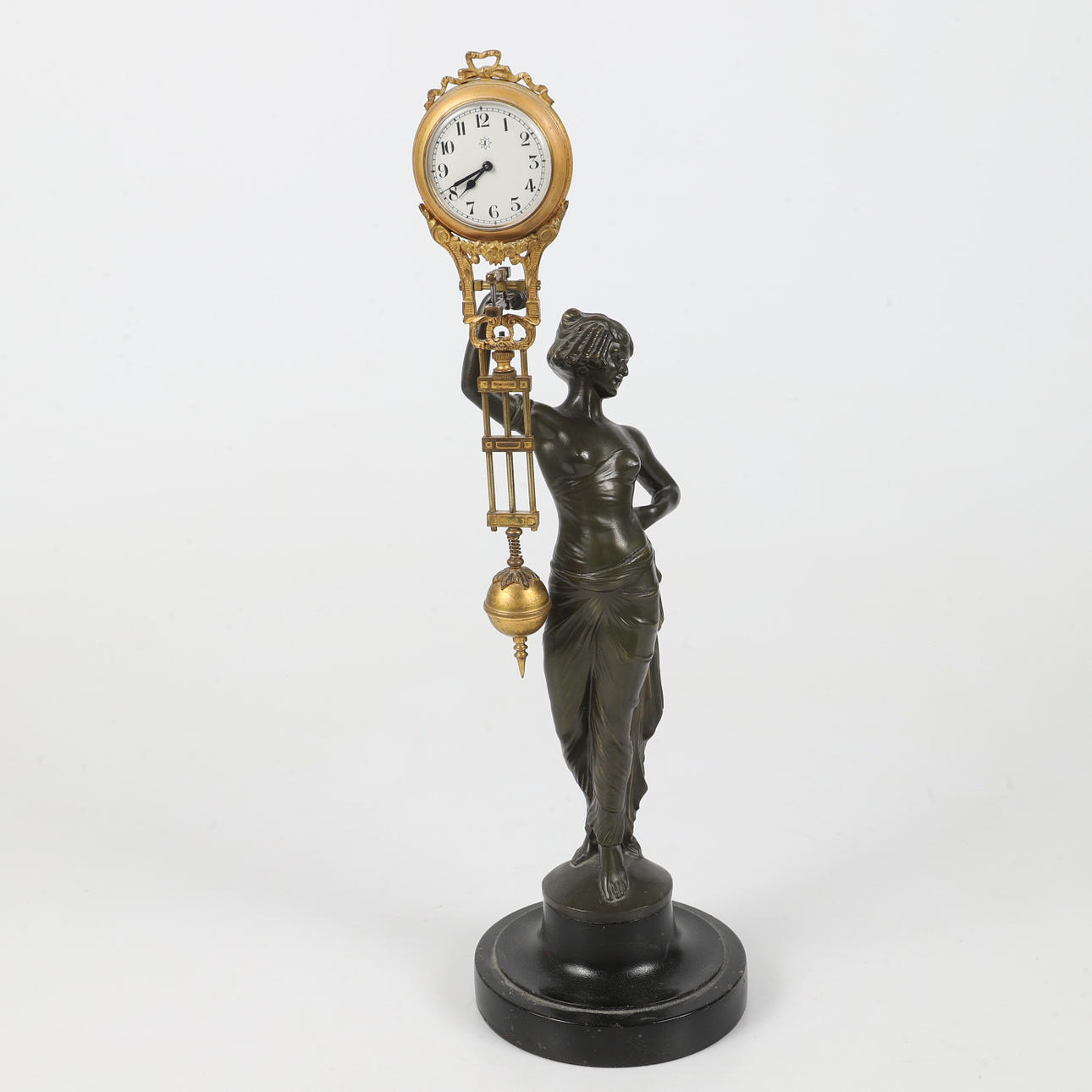 TABLE CLOCK, bronze/brass, Junghans, Germany, Art-Deco style.