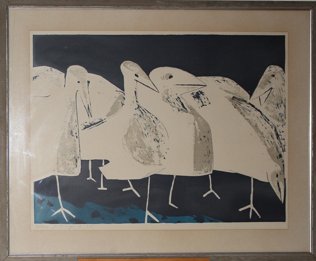 TORSTEN RENQUIST. litografi, fåglar, numrerad 41/260, signerad och daterad 55.